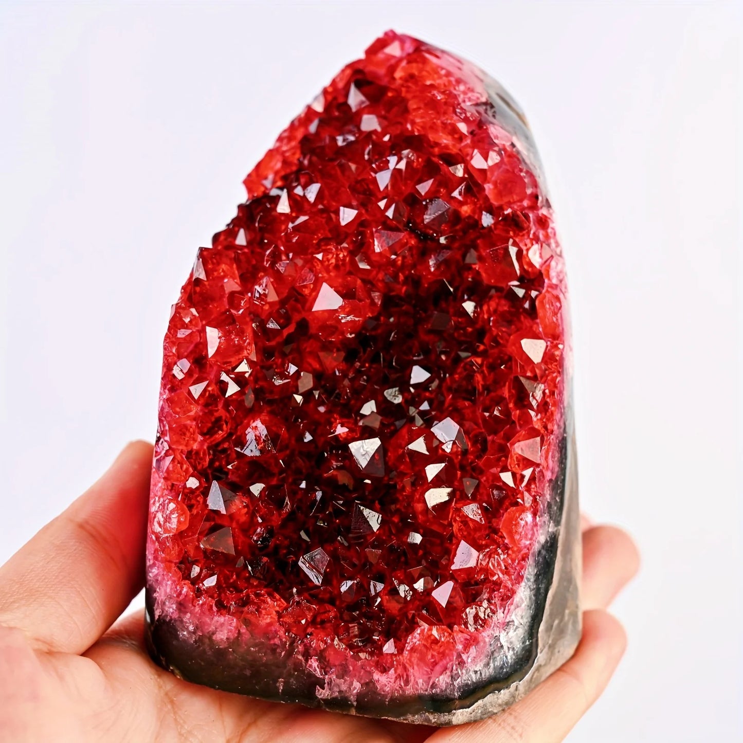 1PC Rare Red Geode Cut Base Cluster - Elegant Home & Office Decor, Unique Geological Gift Idea,Crystal Crafts