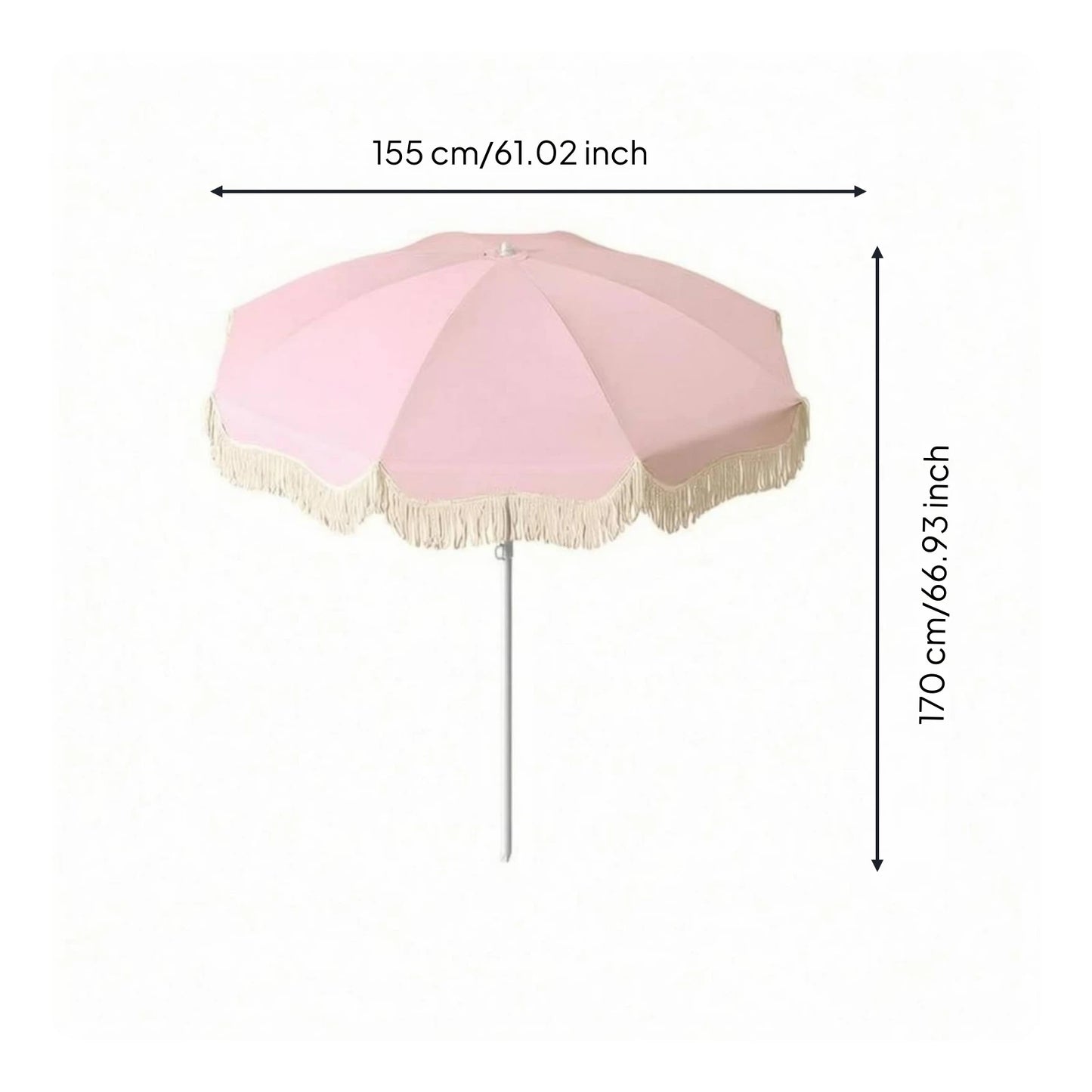 Tassel Patio Umbrella Portable Tassel Beach Umbrella Garden Sunshade with Tassels Sturdy 8-Rib Construction for Market Vendors