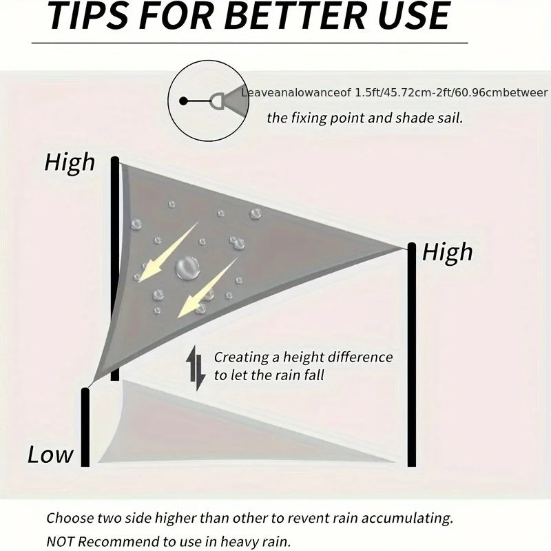 1 Pcs Outdoor Household Blue Triangular Canopy Sunshade Sun-proof Sun Sail Suitable For Outdoor Courtyard And Balcony