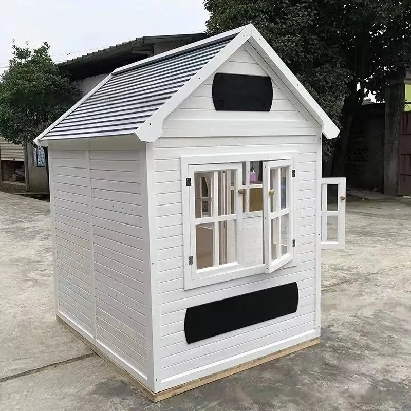 Outdoor Wood Kids Playhouse with Waterproof Feature