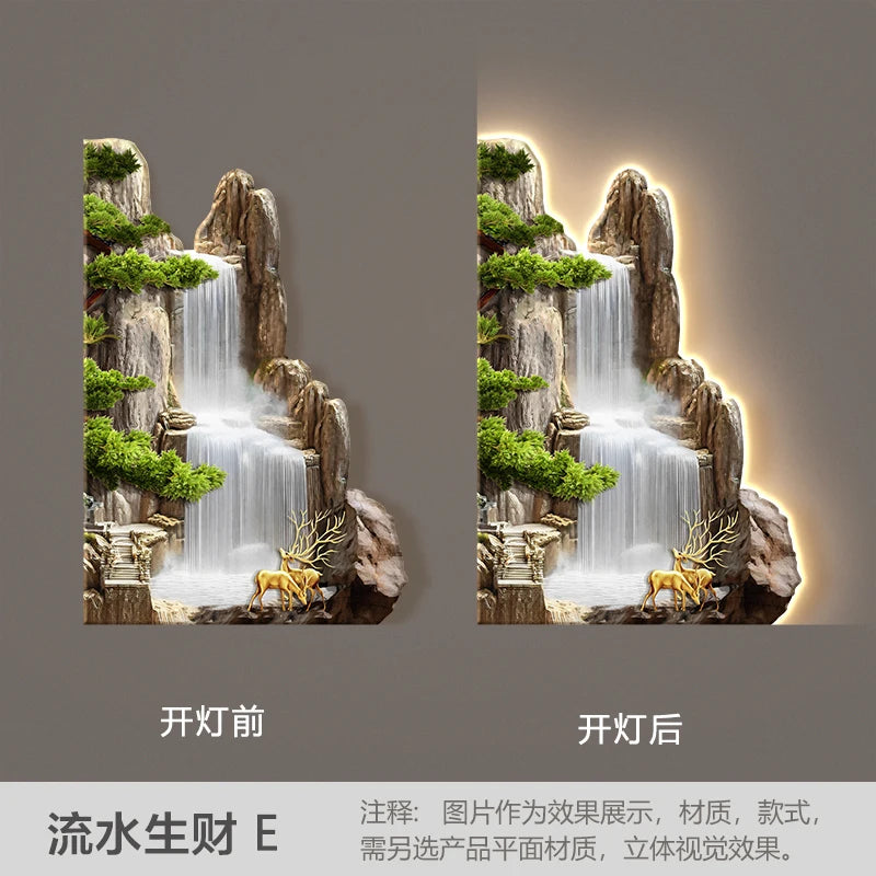Welcome guests to the living room decoration painting, pine sofa background, wall mounted painting, deer corner lamp mural