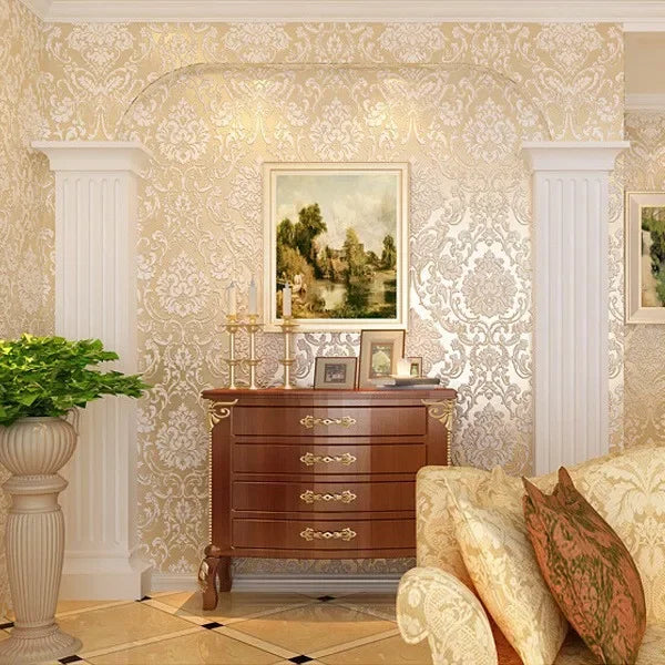 European Style Non-woven Wallpaper Bedroom Living Room Sofa TV Background Wall 3D Embossed Wallpaper