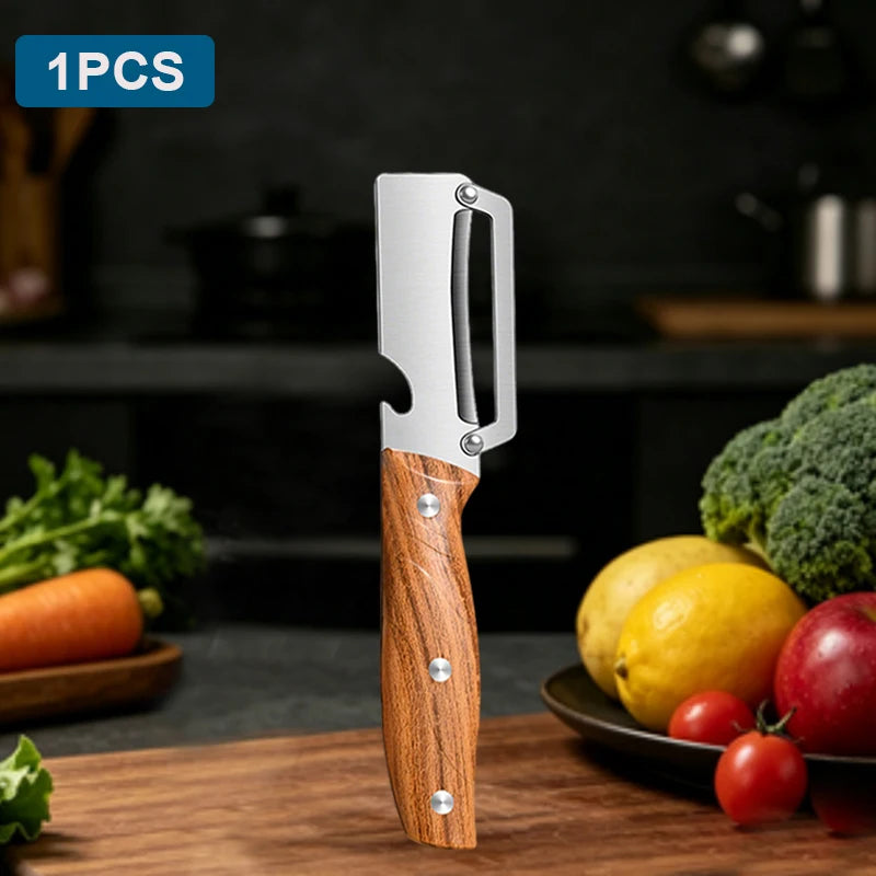 Stainless Steel KItchen Peeler 3-in-1 Multi-Functional Peeler Green Onion Slicer Bottle Opener Peeler for Fruits and Vegetables