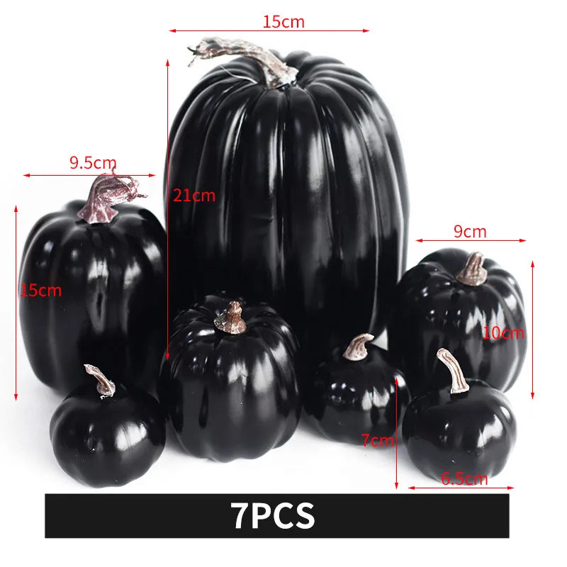 7pcs Halloween Simulation Pumpkin Decor Outdoor Orange Foam Plastic Artificial Pumpkin Home Table Festival Atmosphere Decor