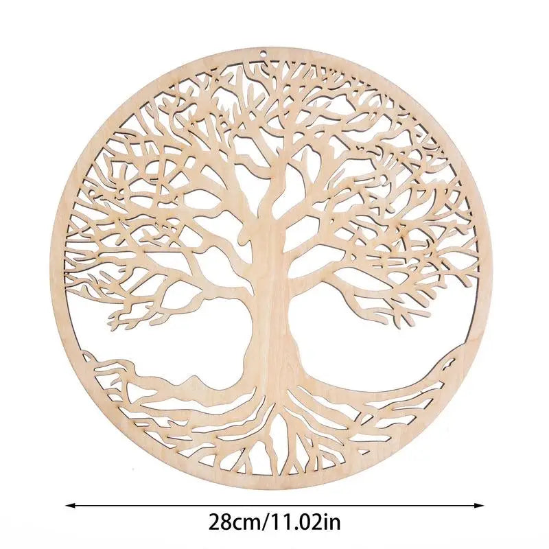 2024 New Tree of Life Wooden Wall Art Decor Hanging Wood Crafts Hollow Ornament for Living Room Decoration
