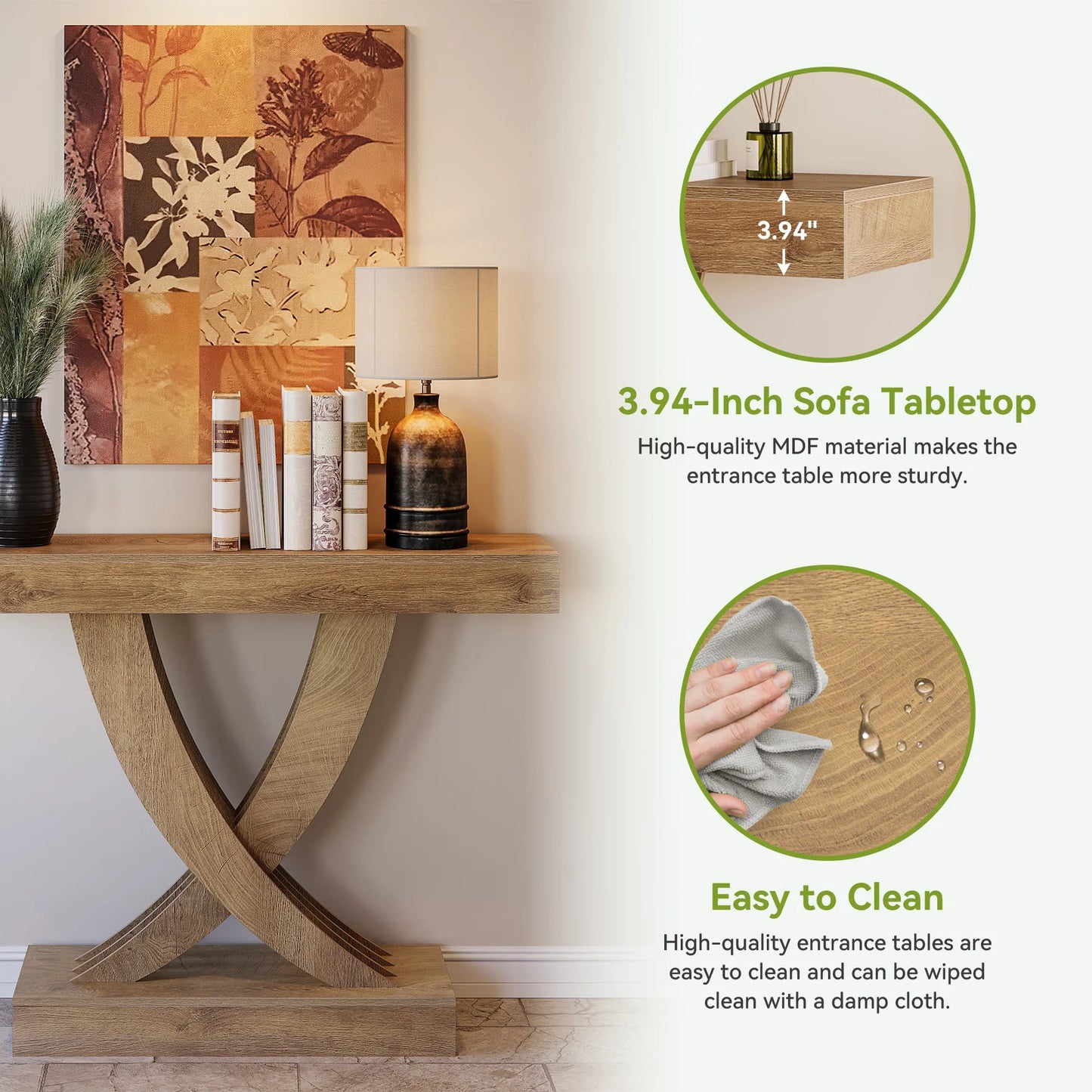 Tribesigns Console Table 110 cm, Rustic Brown Entryway Table with X-Frame, Narrow Hallway Table in MDF Wood, Industrial & Farmhouse Style Sofa Table for Living Room, Hallway or Entrance