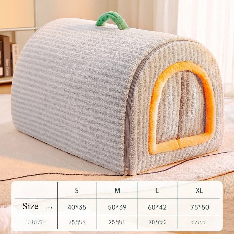 Removable Washable Enclosed Pet Bed Autumn Winter Cat And Dog Bed Warm Dog House for Cold Weather Comfortable Cozy Pet Shelter