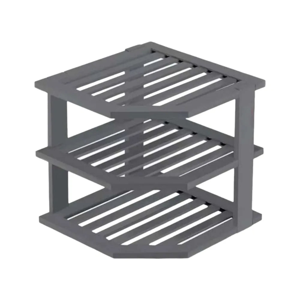 3 Tier Cabinet Organizer Shelf for Kitchen Storage Sturdy Plate Organizer Bamboo Corner Shelf Dish Rack for Cabinet Countertop