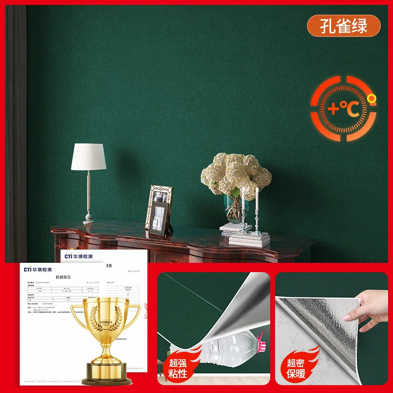 Linen Anti Mold Wallpaper for New Home Insulation Waterproof and Anti-collision Background Wall Self-adhesive Wall Stickers