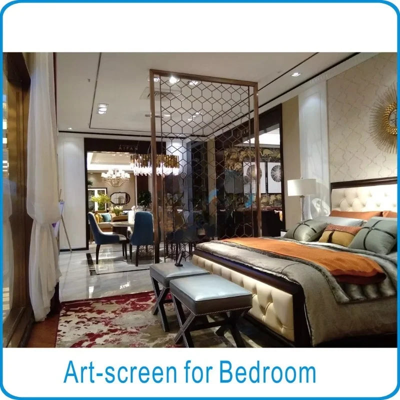 Modern Chinese metal room partition color decoration stainless steel cutting screen partition