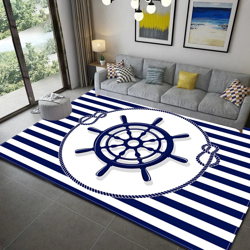 Nautical style rugs kids mats bedroom kitchen living bath