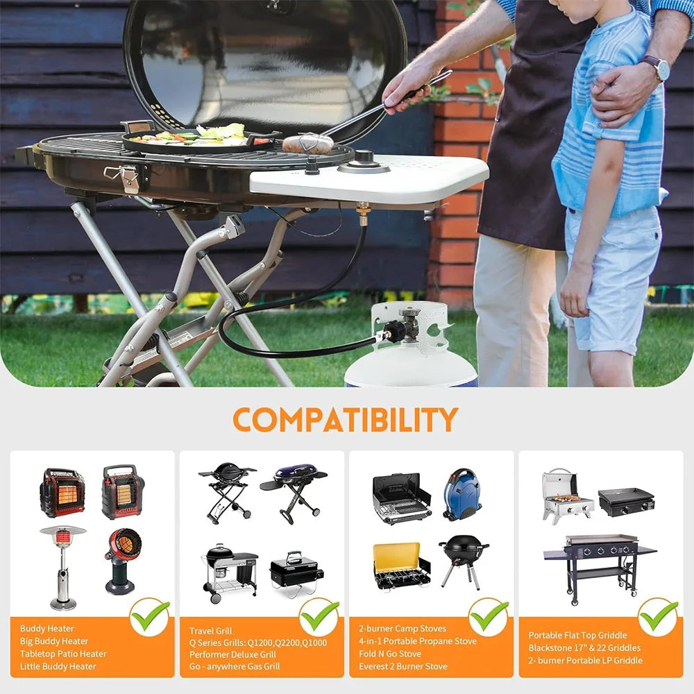 6FT Propane Hose Propane Adapter Hose Converter Propane Tank Hose Suitable for BBQ Grills Blackstone Griddles Coleman Stoves