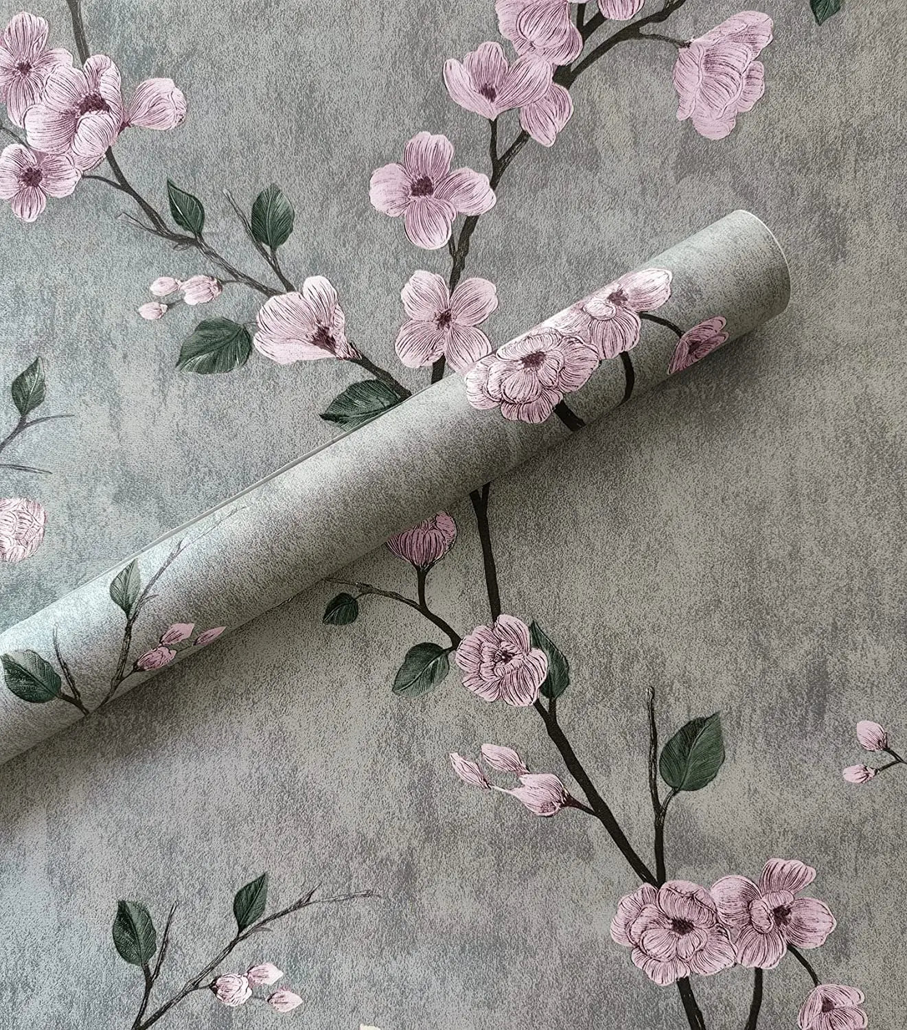 1/3/5/10mFloral Wallpaper Grey Peel and Stick Wallpaper Flower Self Adhesive Wall Paper Roll Removable Contact Paper Decorative