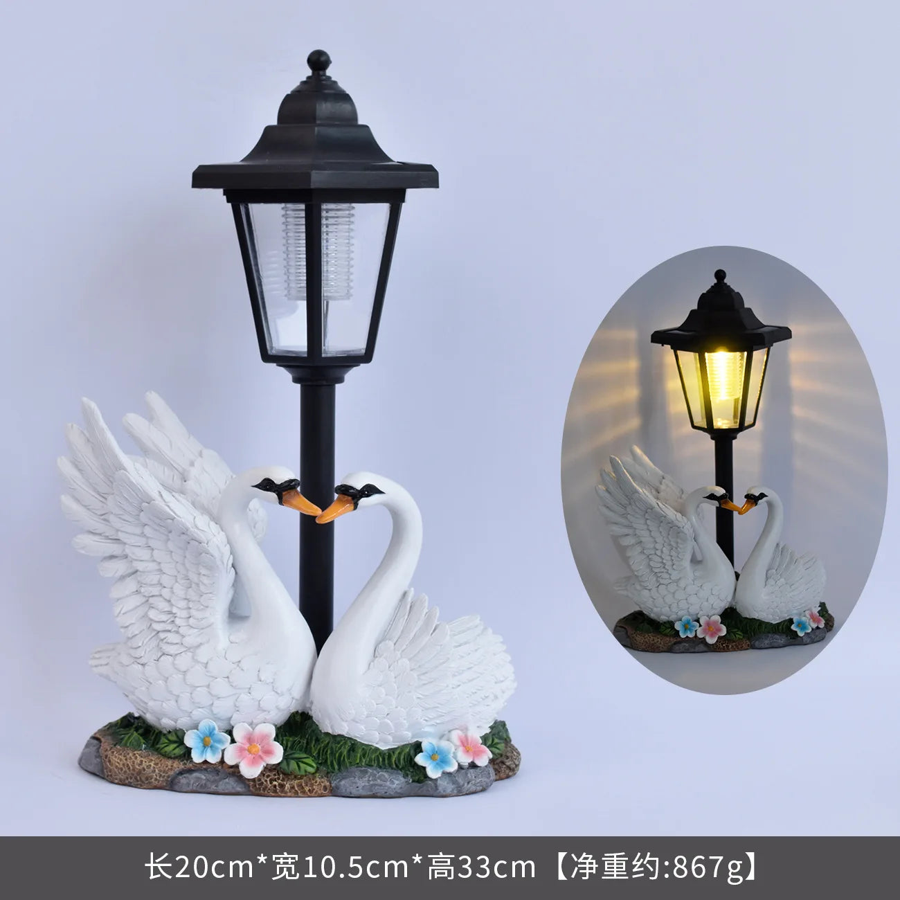 Outdoor Courtyard Decoration Simulation Swan Garden Landscaping Ornament Animal Statue Solar Resin Handicraft