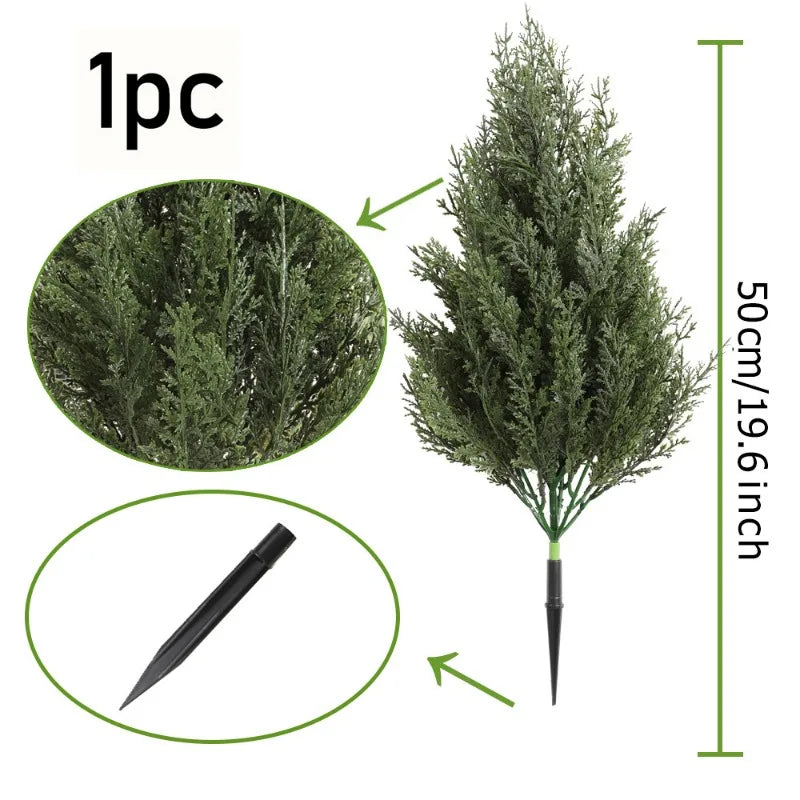 1-4PC 50cm Artificial Mini Pine Cypress Trees with Ground Stake Fake Evergreen Plants for Garden Patio Yard Indoor/Outdoor Decor