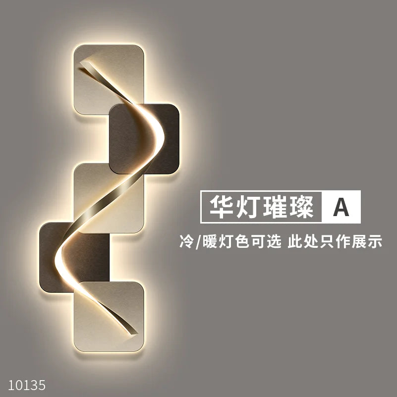 Light luxury entrance hall decoration painting, LED lights, Italian minimalist living room, high-end mural in the corridor