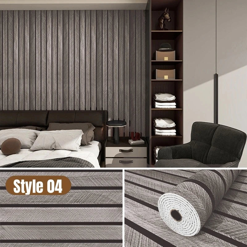 3D Wall Sticker Panel Self-Adhesive Wood Grain Wallpaper Home Decor Peel and Stick Easy To DIY Suitable for Ceiling Living Room