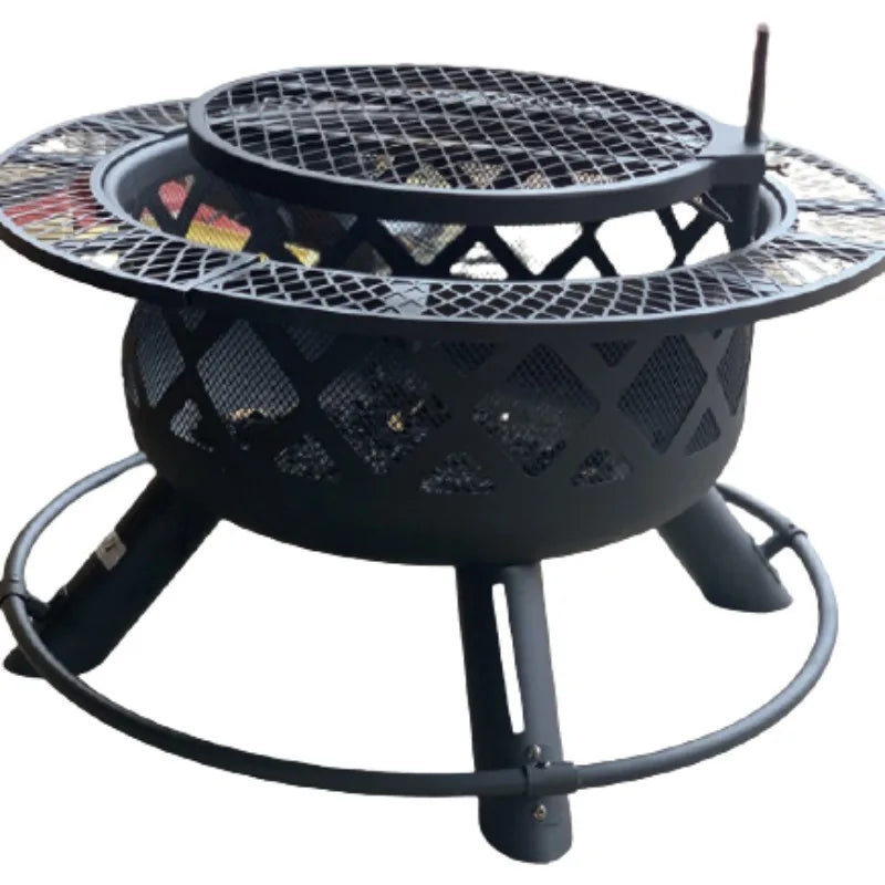 2026 Spark Screen Wood Burning Pits Round Fire Pit Outdoor Portable Firepit For Outside Patio Campfire Bonfire Grill