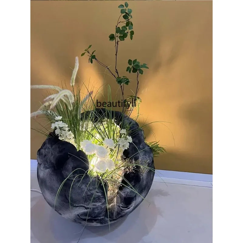 A85 Artificial Green Plant Spherical Bubble Carving Soft Decoration Hallway Indoor and Outdoor Rockery Lighting Ornaments