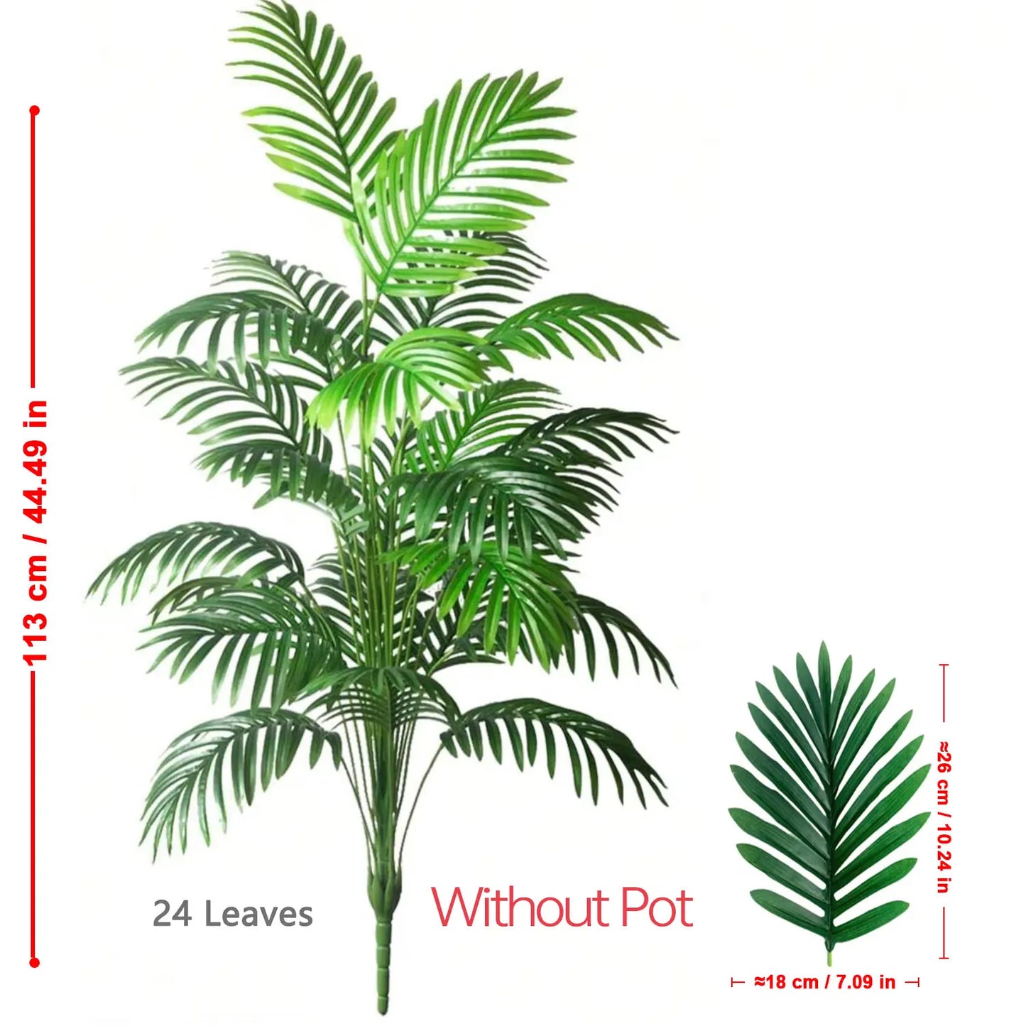 Areca Palm Fake Plant Tree with Pot, Plastic Green Artificial Bonsai for Home Room Indoor Outdoor Garden Office Party Decor