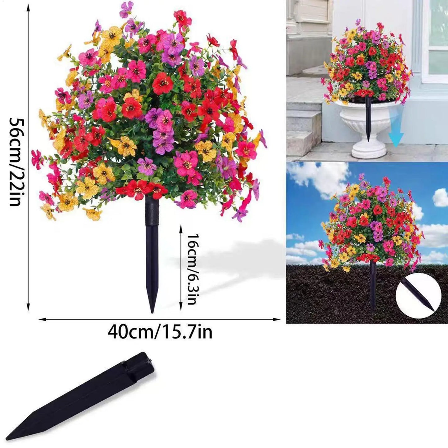 22Inch Realistic Artificial Boxwood Topiary Ball with Spike UV Resistant Fake Shrub Plant for Outdoor Indoor Courtyard Yard