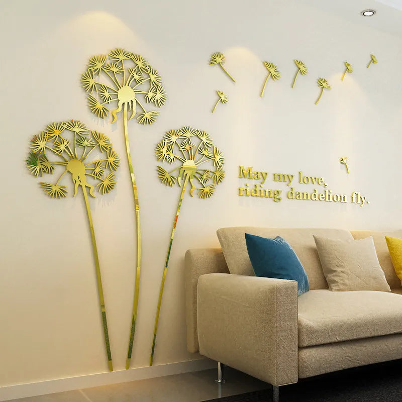 Mirror Wallpaper Dandelion Wall Sticker Modern Design For Kid's Room Bedroom Home Decoration Living Room Self Adhesive Stickers