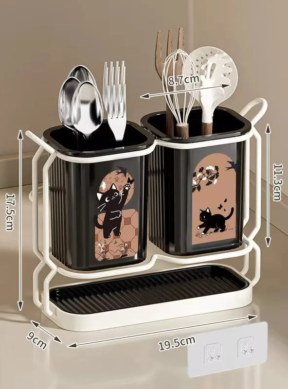 Kitchen Utensil Knife Holder.Countertop Cutlery Organizer and Drying Caddy Wall Mountable Utensil Rack for Spoons Forks Knives