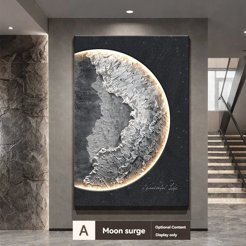 Light Luxury Living Room Led Decoration Painting Home Decoration Sofa Background Wall Floor Painting Moon Entrance Mural Light