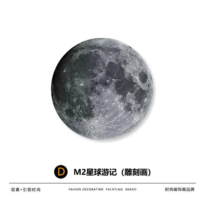 Living Room Luxury Round Hanging Decorative Bedroom Bed Moon Light Frameless Lamp Painting Mural Miniatures Groot Art Funny Gift