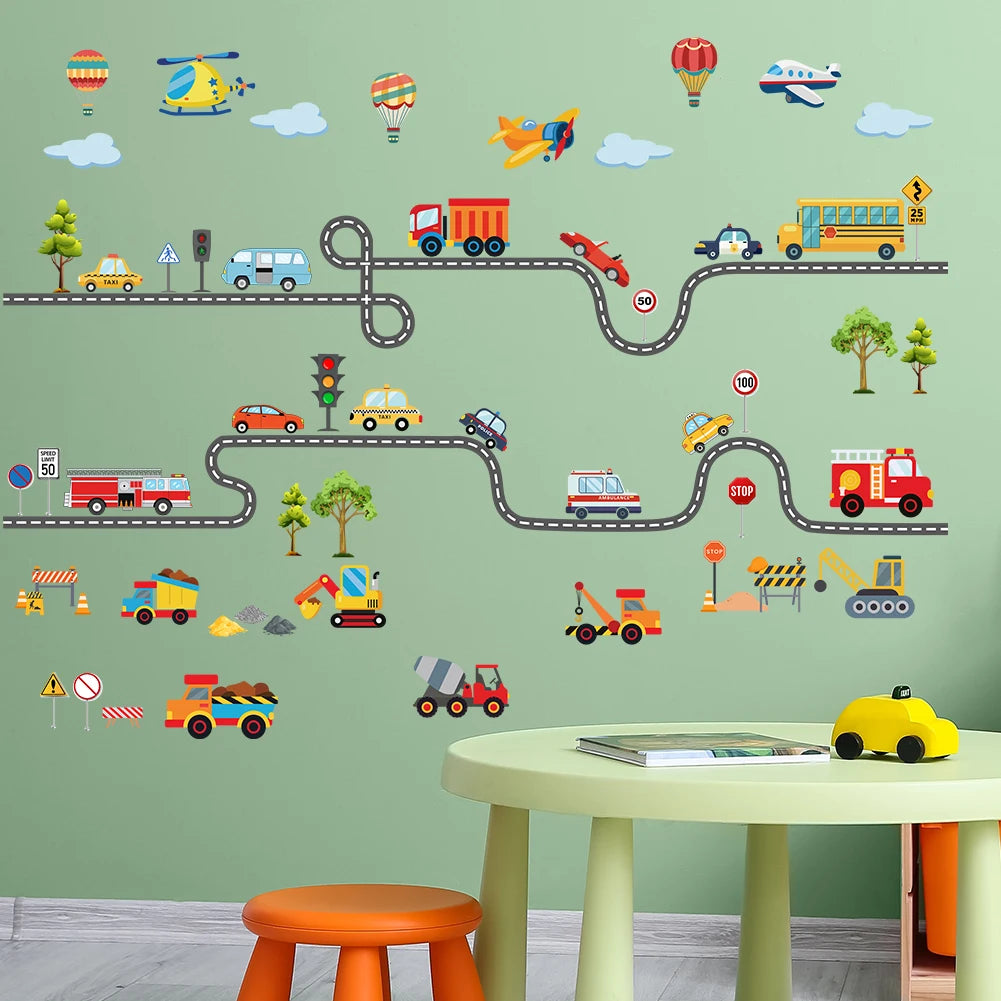 Mobile Car Wall Stickers Wallpaper Murals Watercolor Stickers Children's Room Home Decoration