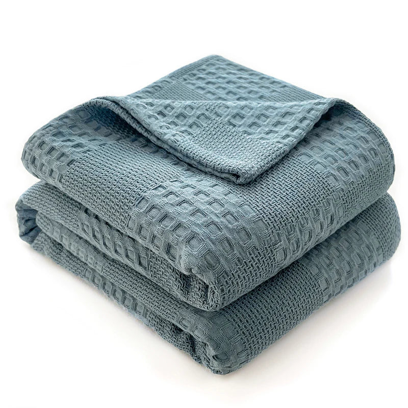 100% Cotton Throw Blanket Soft Breathable Waffle Blanket for Twin Queen King Bed Decorative Plaid Sofa Blankets Summer Throws