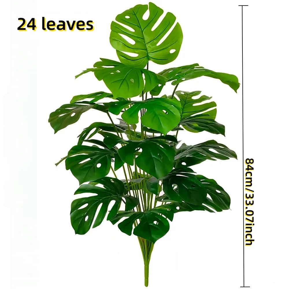1pc Realistic Monterey Leaf Artificial Greenery 12/18/24 Pcs Leaves Faux Plant For Home Hotel Wedding Indoor Outdoor Decor
