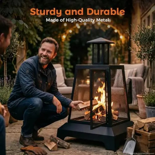 BALI OUTDO 28 inch Fire Pit Outdoor, Outdoor Wood Burning Fire Pit Large, Firts for Outside Patio, Garden, Backyard