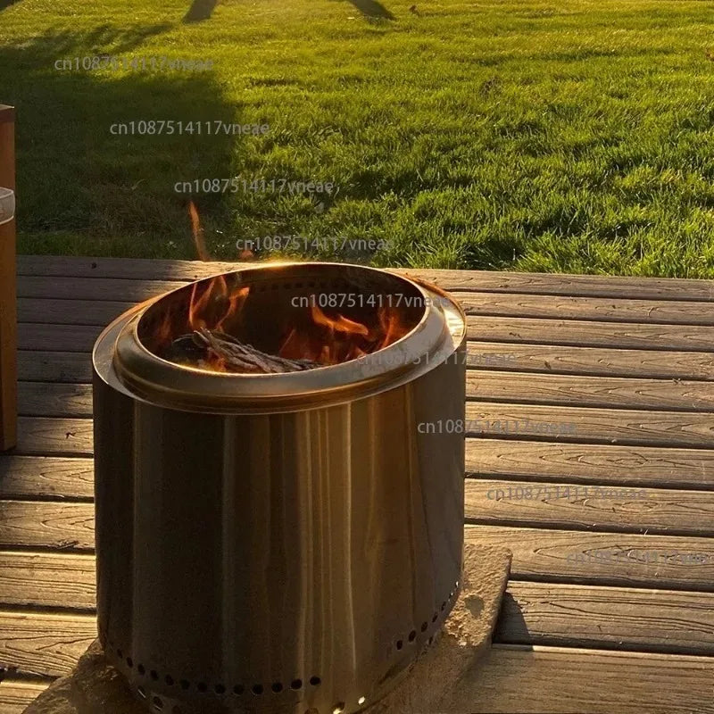 Large Outdoor Stainless Steel Smokeless Firewood Stove Durable Garden Camping Fire Pit