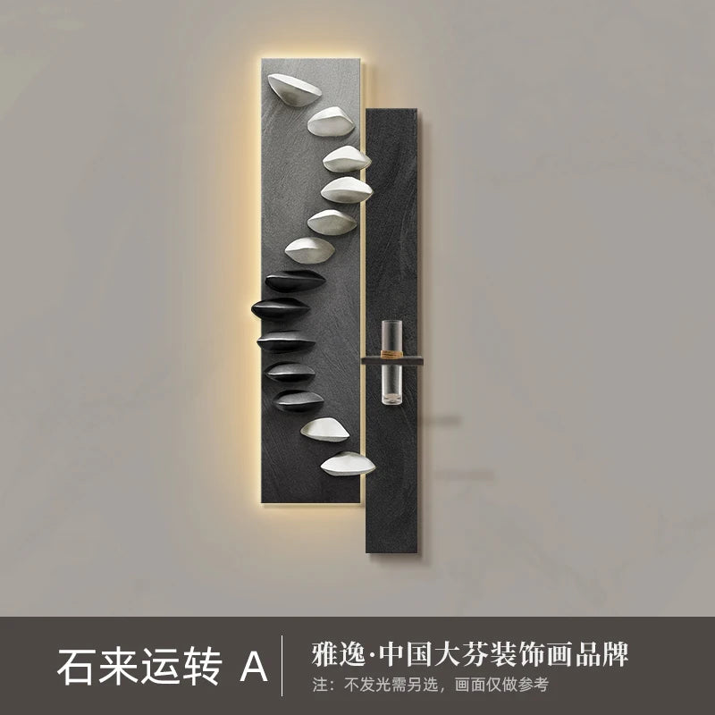 Living room decoration painting, light luxury, high-end feeling, background wall hanging painting, hanging painting wall lamp