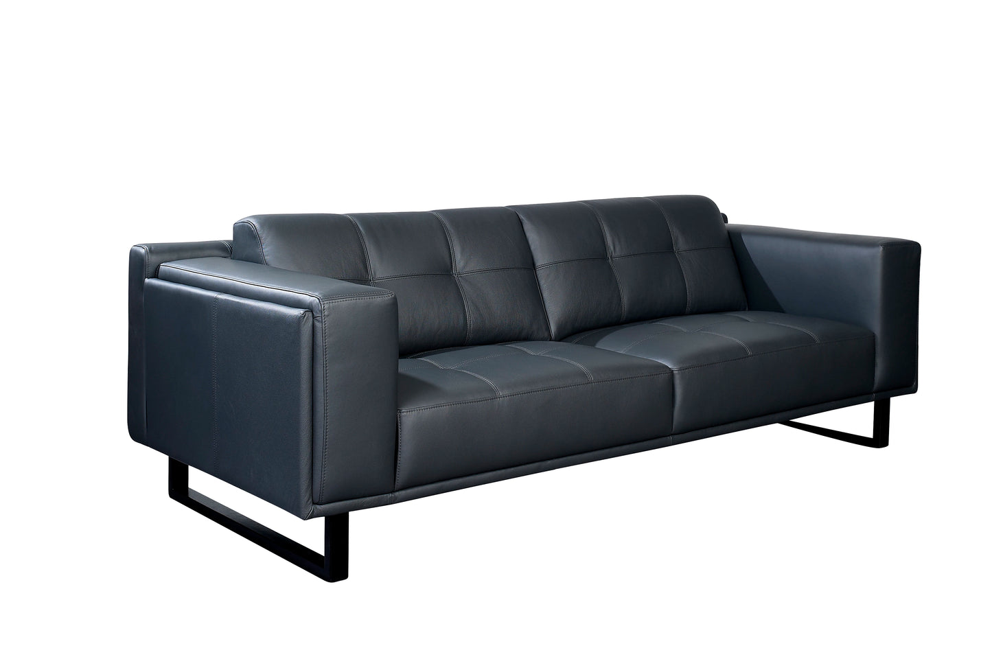 Reception room, hotel lobby, business tourist living room, leather double lounge sofa
