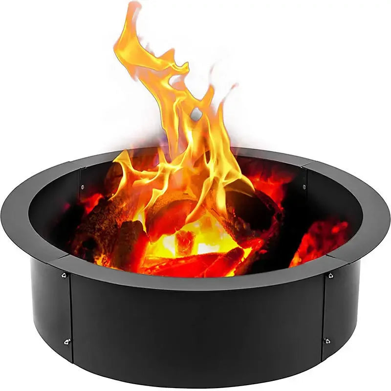 Fire Pit Rings Burner with Grate 3.0mm Thickness Solid Steel Heavy-Duty BBQ Brazier Camping Park Grill for Outdoor Camping