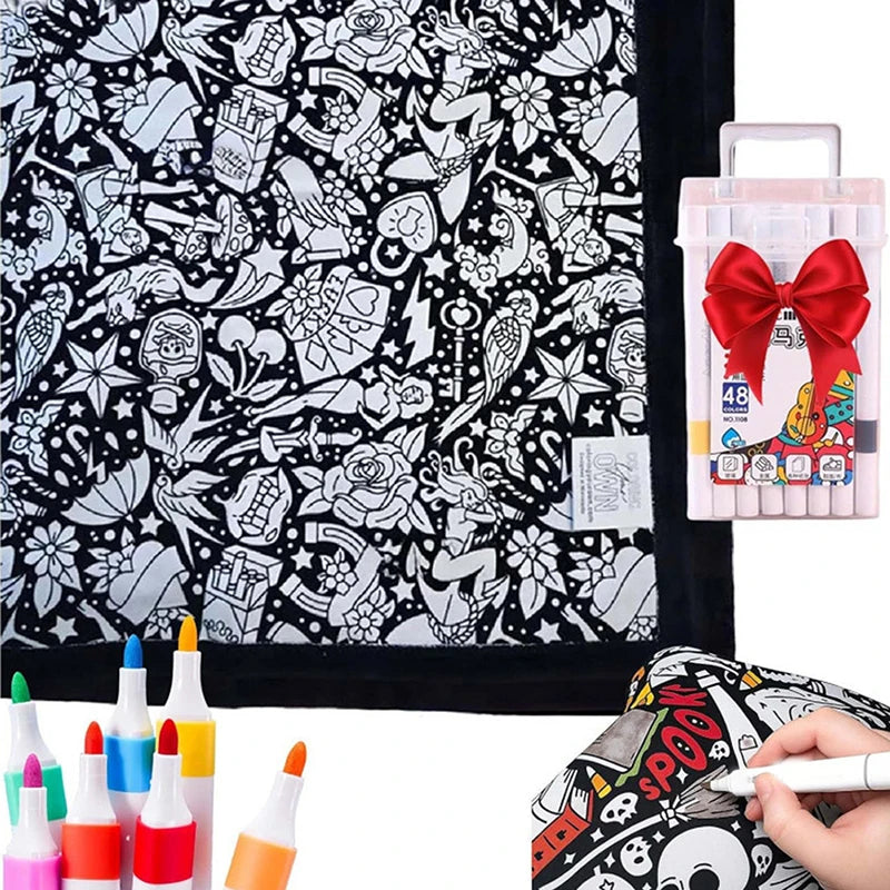 DIY Coloring Washable Fleece Throw Blanket, a Soft and Cozy Art Project Suitable for Both Kids and Adults