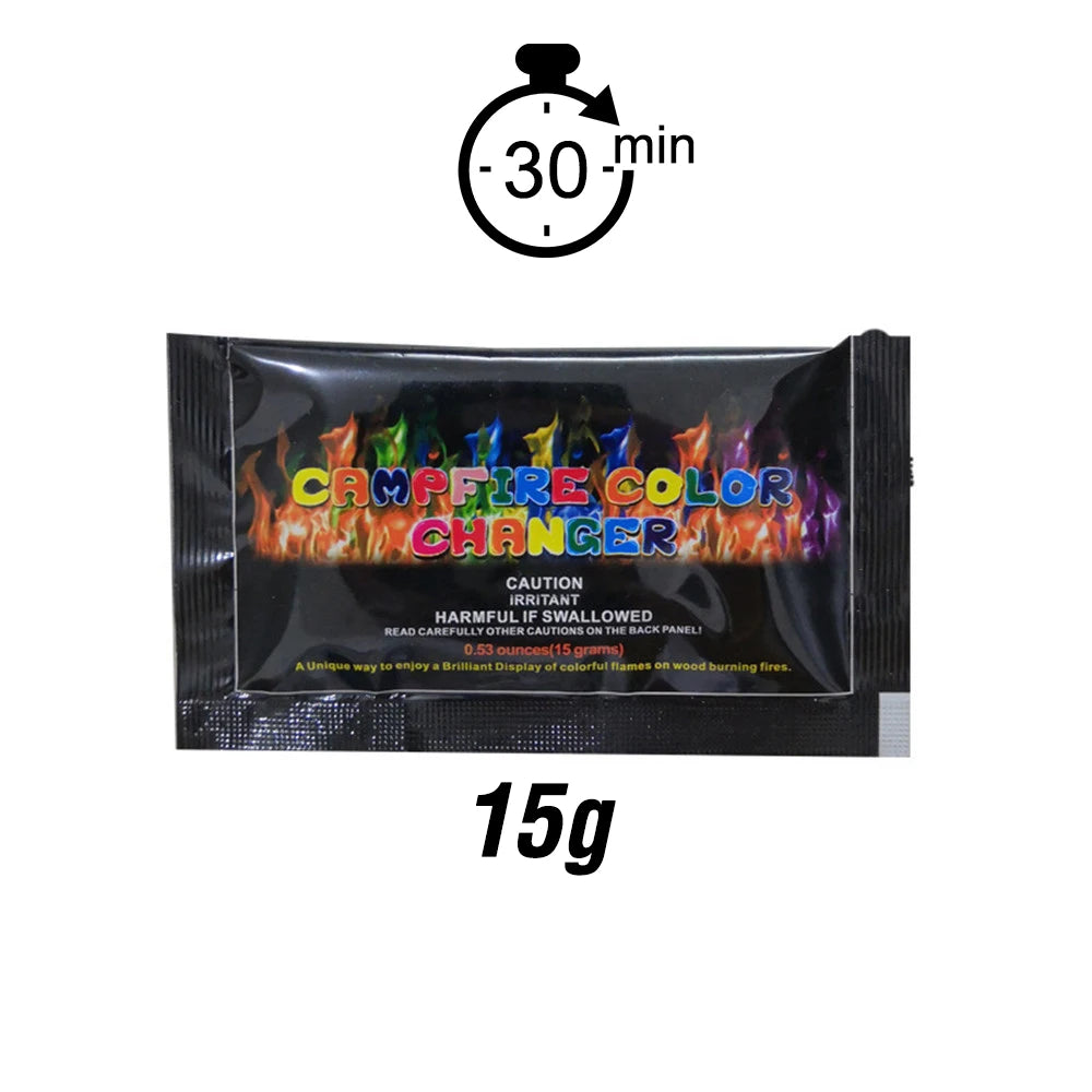 Mystical Fire Magic Tricks Color Flames Powder Bonfire Sachets Fireplace Pit Patio Toy Magician Pyrotechnics Party Glowing Props