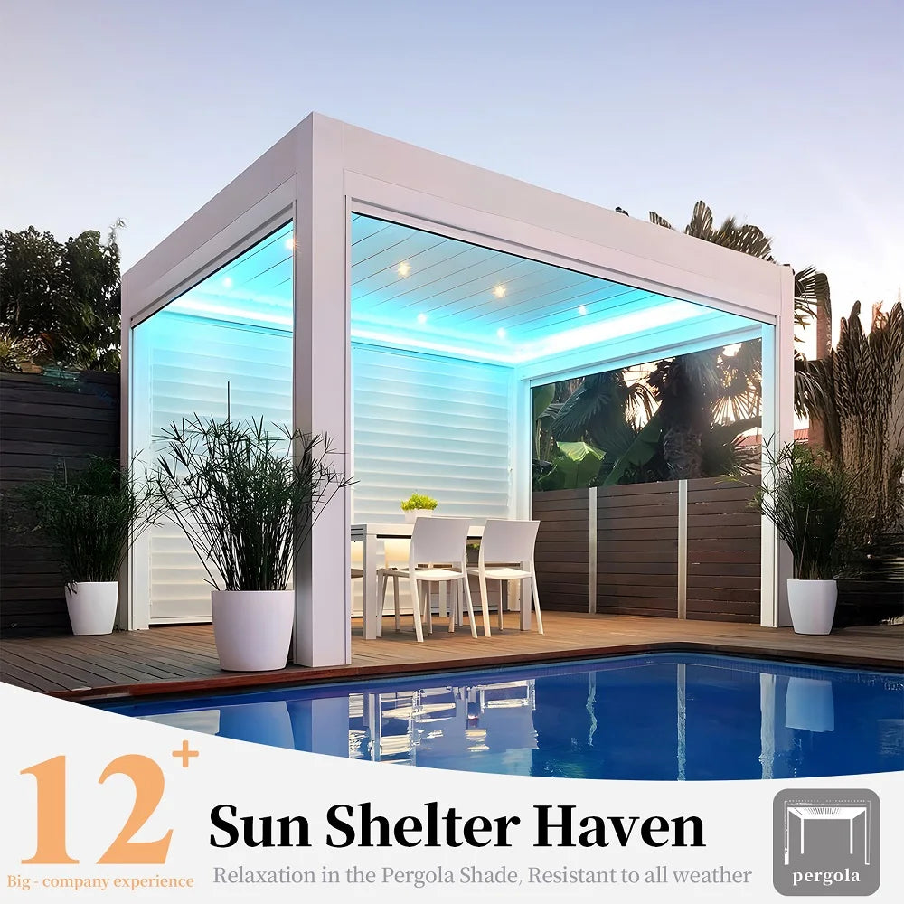 High Quality Electric Roof for Outdoor Residential Use Aluminum Pavilion Pergola