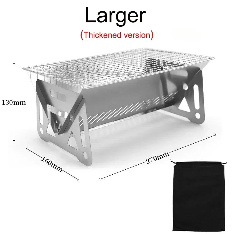 NEW Mini BBQ Grill Stainless Steel Foldable Charcoal Stove Portable Outdoor Camping Picnic Backyard Barbecue Cooking Tool