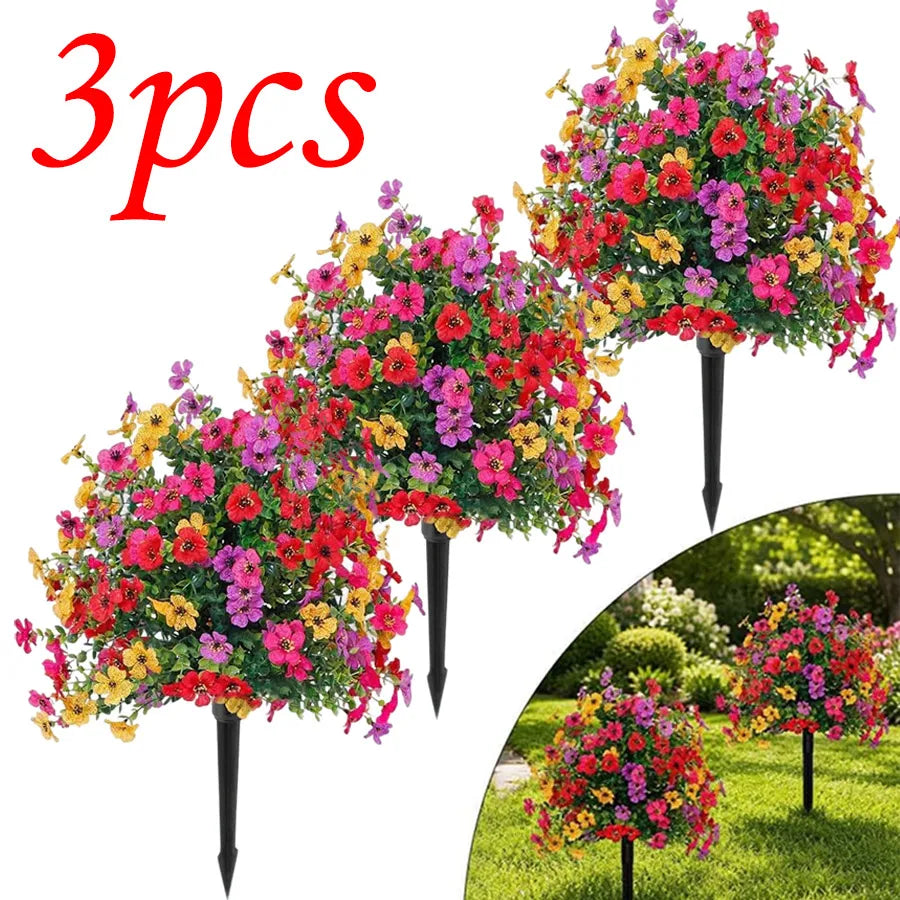 3/1pc Rural Style Artificial Ball Plant and Ground Plug Realistic Fake Flower for Indoor Outdoor Wedding Garden Grave Decoration