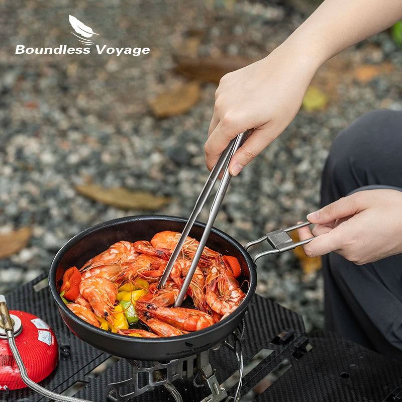 Boundless Voyage Titanium BBQ Tongs Ultralight Food Clip Heat-Resistant & Rustproof Titanium Grilling Tongs Ti1014T