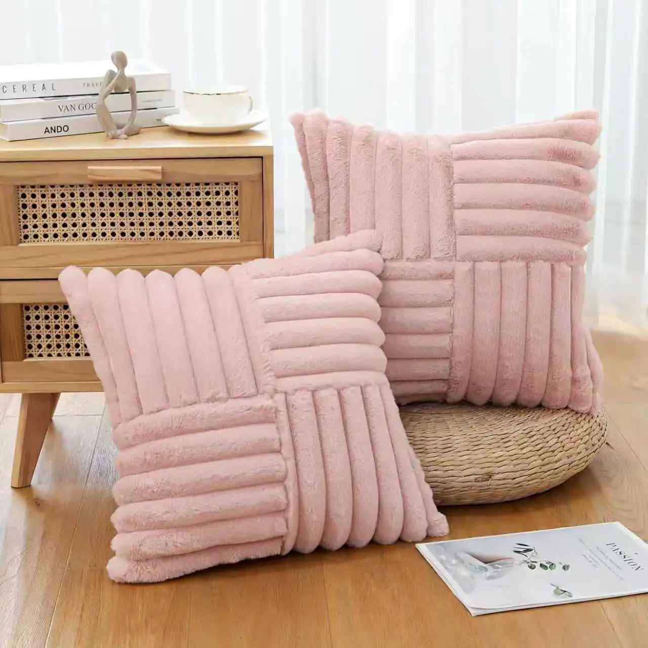 2pcs Artificial Plush Throw Pillow Covers, Suitable for Various Occasions Such as Bedding, Home Decoration, Etc