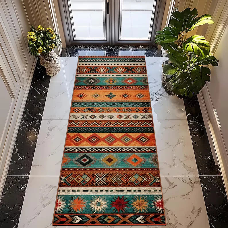 Terracota Boho Kitchen Entryway Hallway Turkish Runner Rug Vintage Persian Style Runner Washable Bohemian Area Rugs