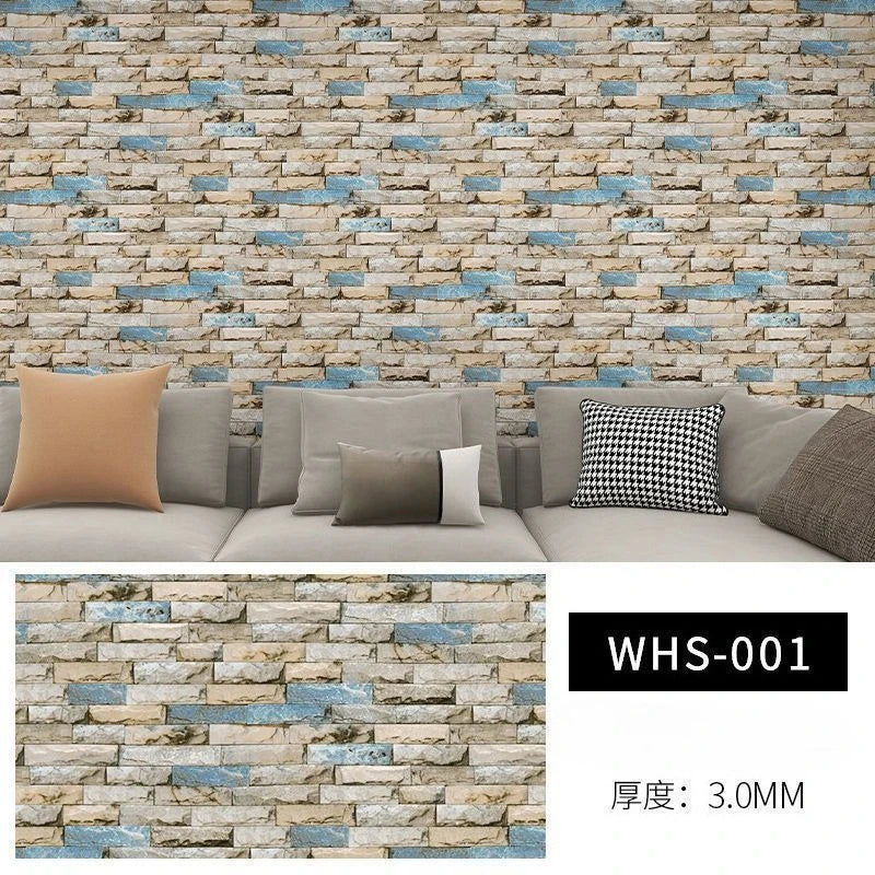 Rustic Brick Wall Wallpaper 3D Wall Decals Waterproof Mildew-resistant Stickers Dining Room Bar Courtyard Wall Decorations