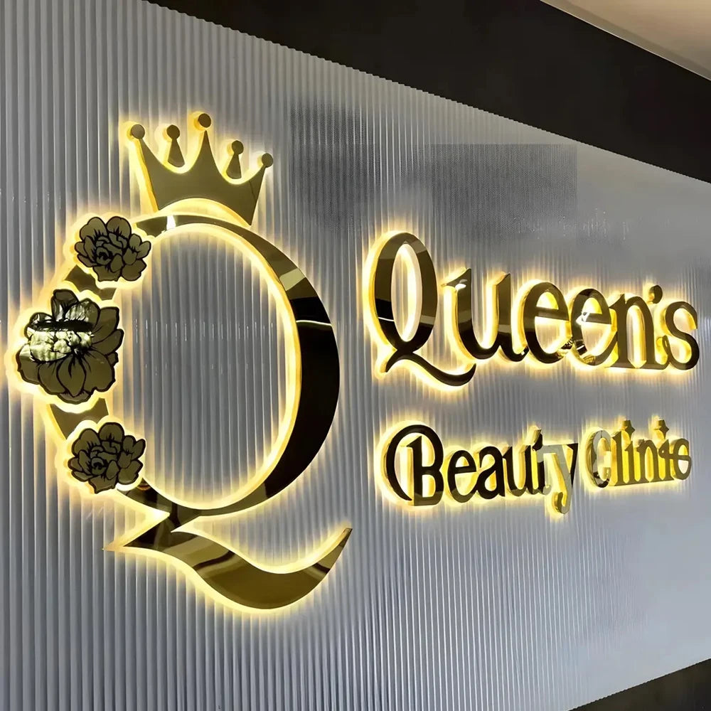 Custom 3D Letter Business Large Illuminated Sign Metal Backlit Signage LED for Store Company Signage Metal Neon LED Sign Outdoor