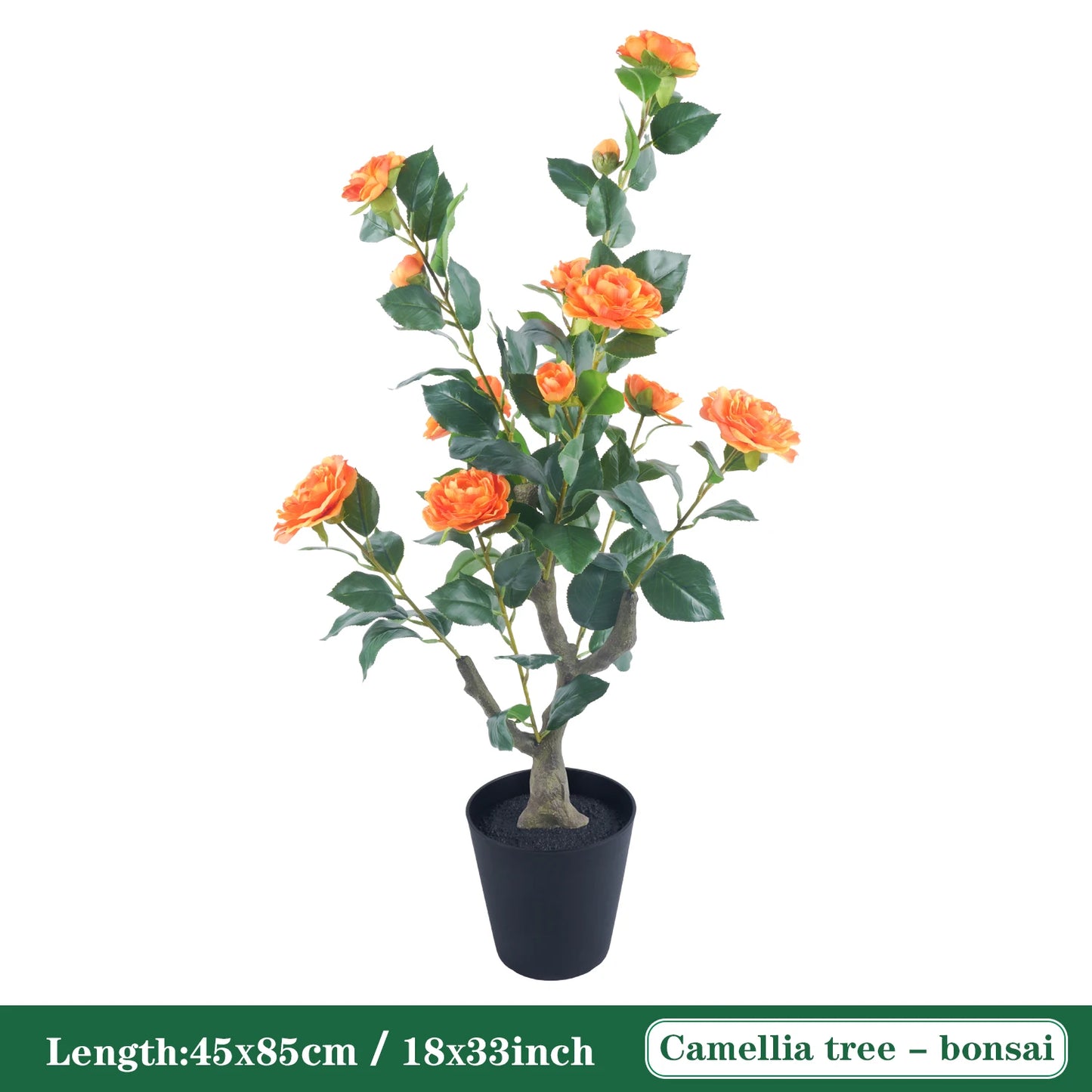 85cm Camellia Topiary Tree with Pot/Spike Realistic Fake Flower Plant Indoor Outdoor Faux Bonsai for Home Garden Office Decor