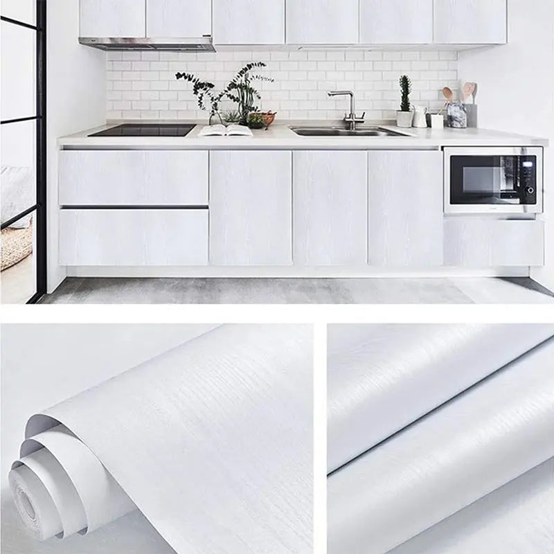 Wallpapers Home Decor Bedroom Waterproof Wall Stickers 45cm White Wood Grain Suitable For Living Room Wallpaper Self Adhesive