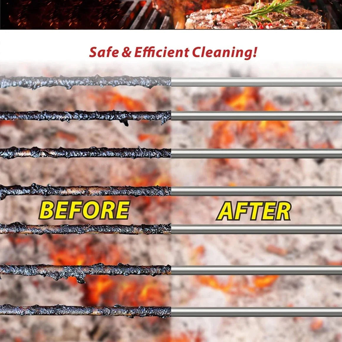 Stainless steel grill cleaning brush, outdoor BBQ grill wire brush with scraper, grill accessories, picnic tools